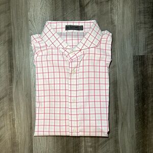 G/Fore Skull and Crossbones Tattersall Plaid Spread Collar Nylon Long Sleeve - L